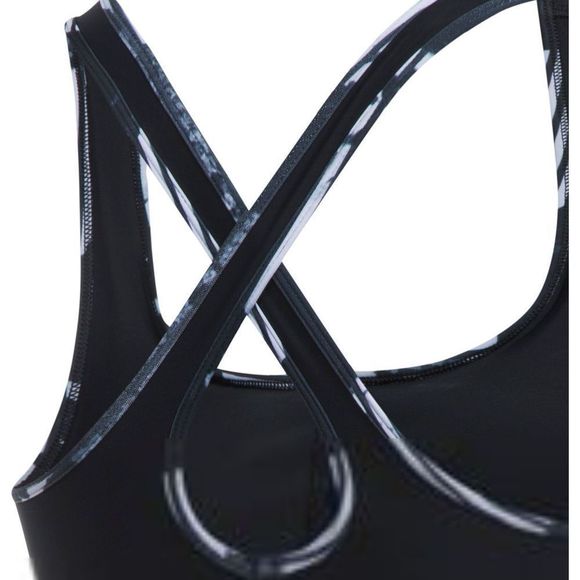 Under Armour 1300172 001 Women Sz M Crossback Debossed Sports Bra Black/White - Picture 2 of 5